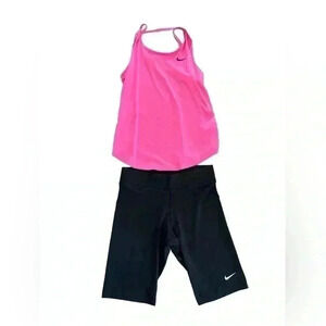 Nike Bundle! Women’s Black Bike Shorts and Pink Tank Top Size Small